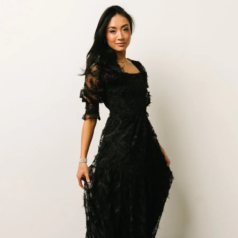 NWT Plus Size Feather Detail Maxi Dress